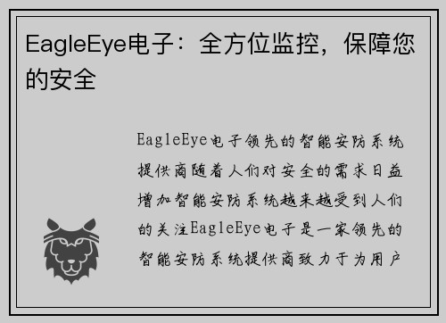 EagleEye电子：全方位监控，保障您的安全